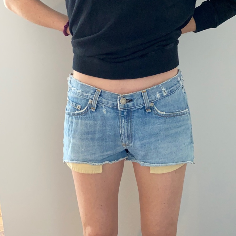rag & bone / jean low rise cut-off jean shorts